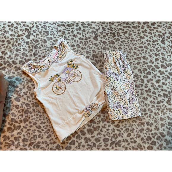 Little Lass Bicycle and Floral tank and biker short set size 5 - Picture 1 of 2